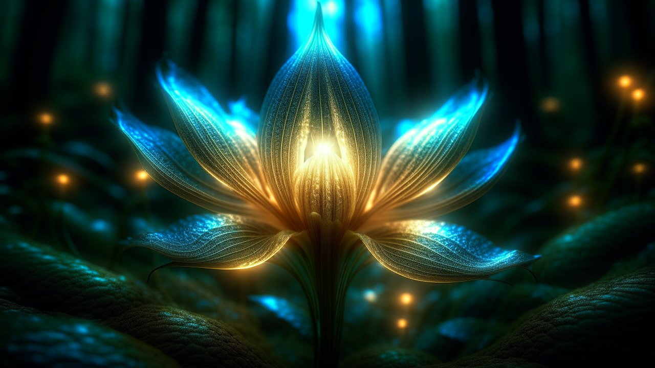Glowing Fantasy Flower in a Mystical Forest