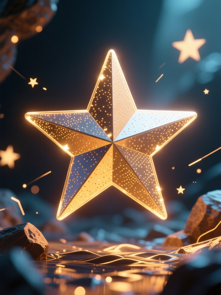Glowing Golden Star in a Mystical Environment