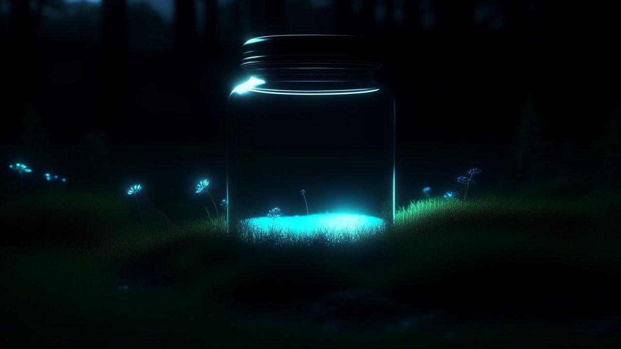 Glowing Jar Illuminates Night Forest Floor