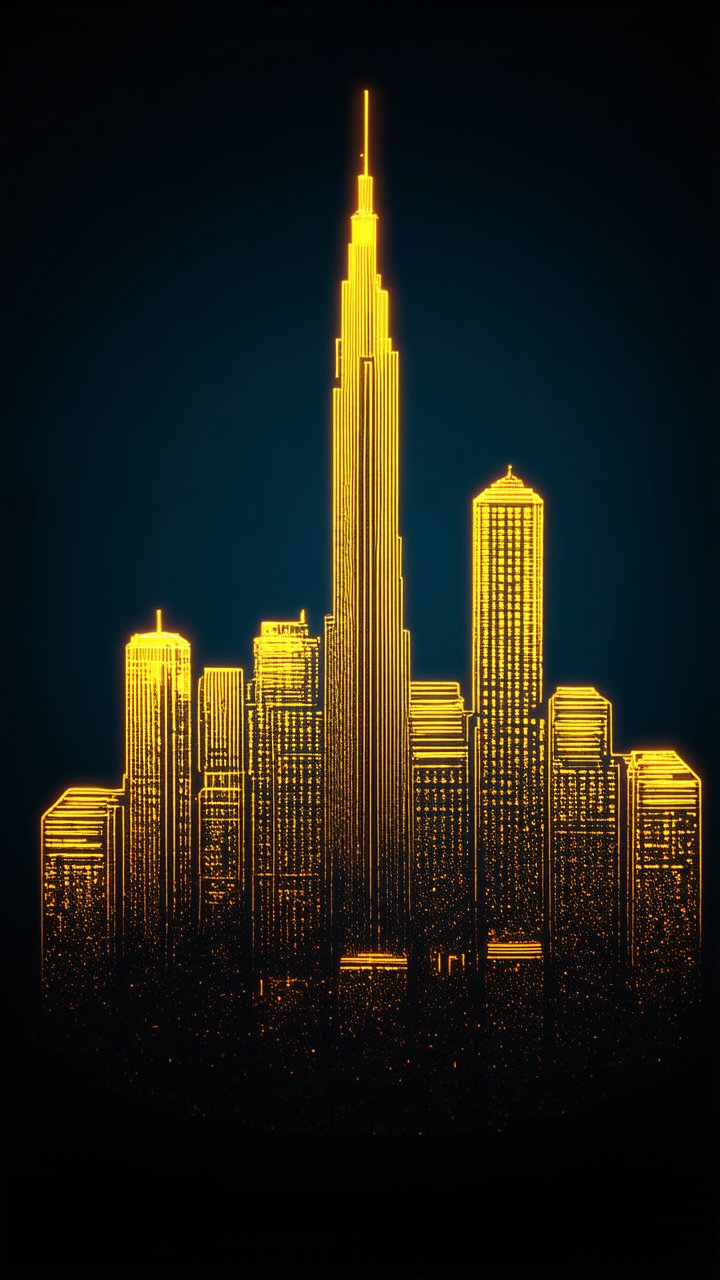 Glowing Neon City Skyline at Night