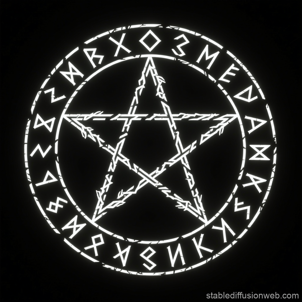 Glowing Occult Magic Circle with Pentagram and Runes