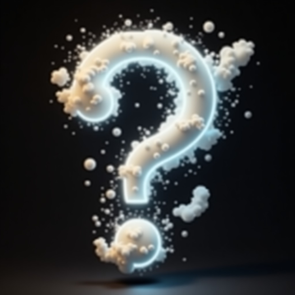 Glowing Question Mark with Floating Particles