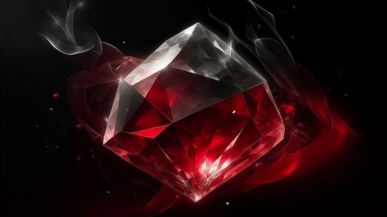 Glowing Red Crystal with Smoke Effects