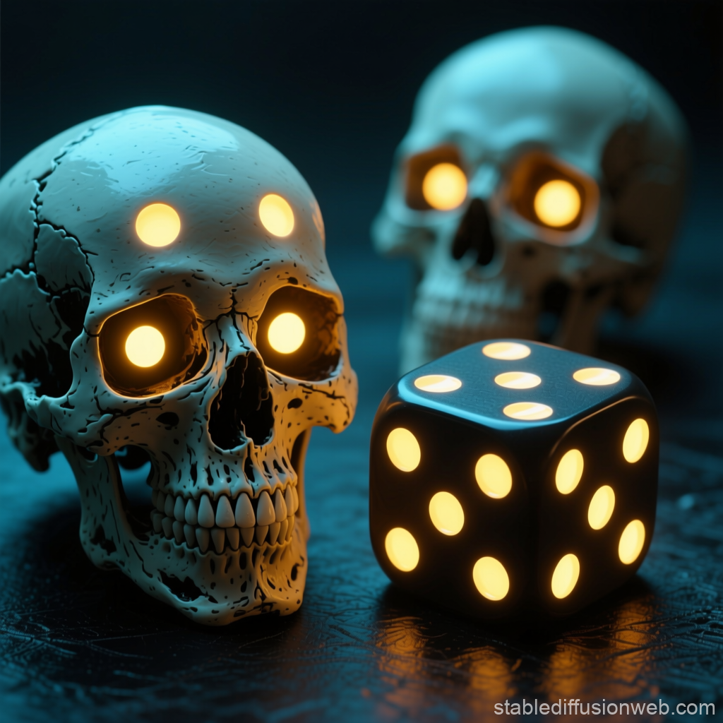Glowing Skull Dice with Illuminated Eyes