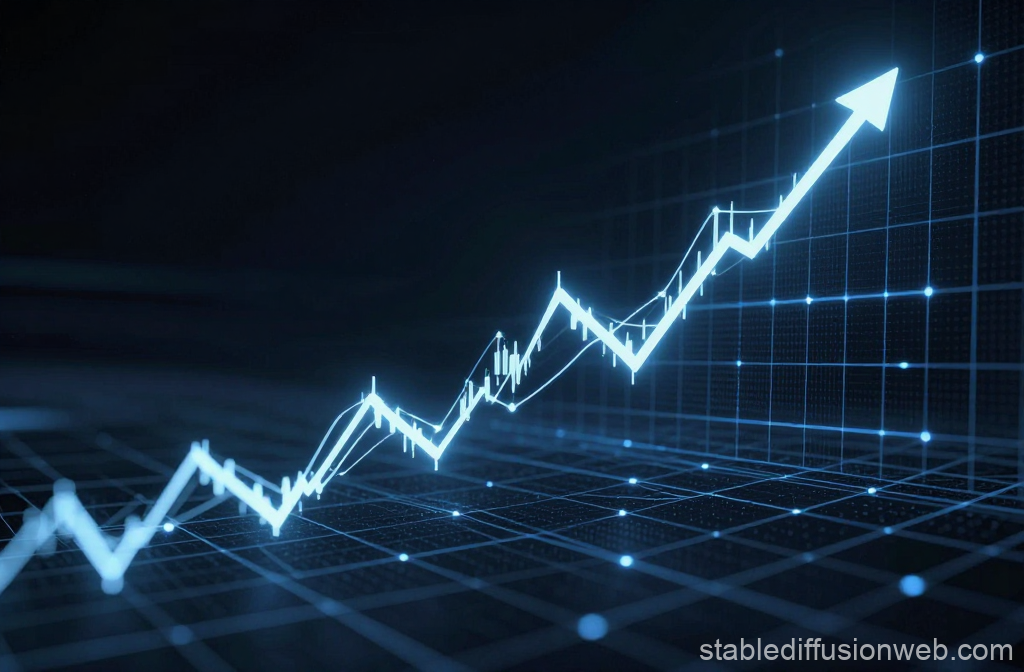 Glowing Upward Stock Chart on Digital Grid