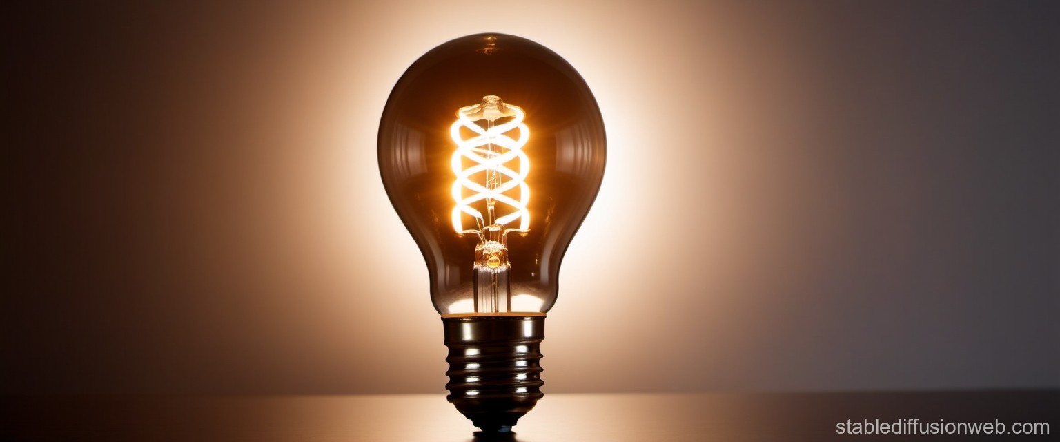Glowing Vintage Light Bulb with Spiral Filament
