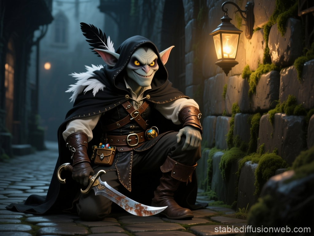 Goblin Thief in Shadowy Alleyway
