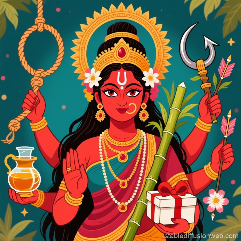Goddess Kamesvari with Symbolic Items