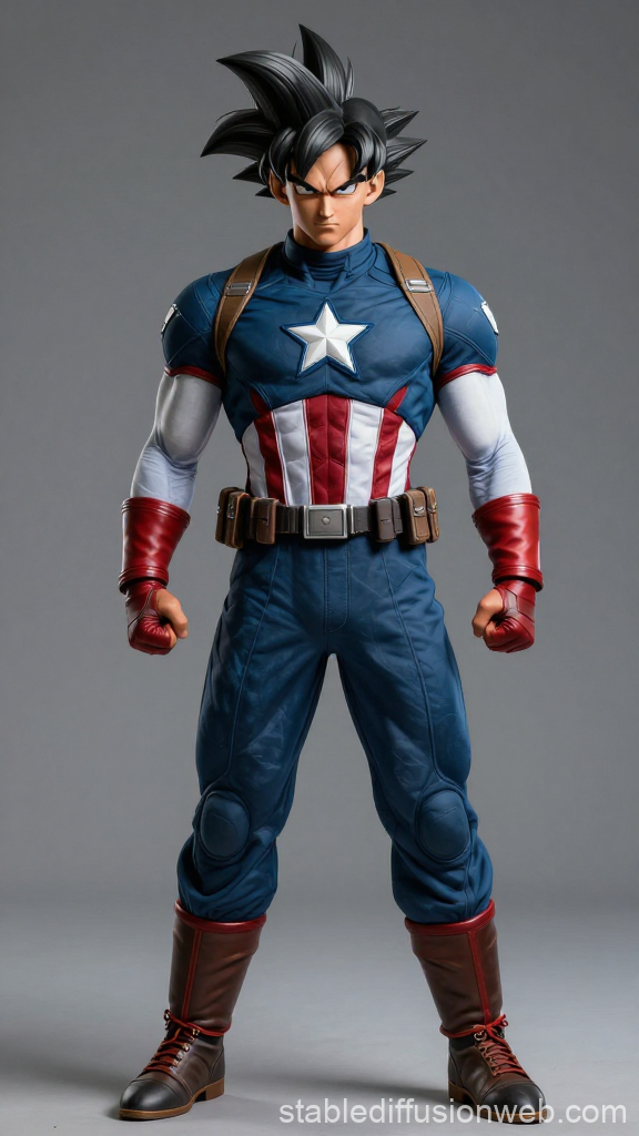Goku Wearing Captain America Costume
