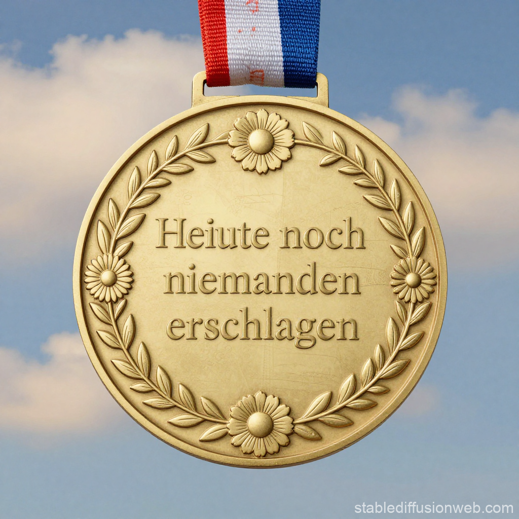 Gold Medal with Floral Wreath and German Inscription