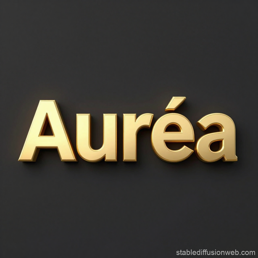 Golden 3D Text 'Auréa' on Dark Background