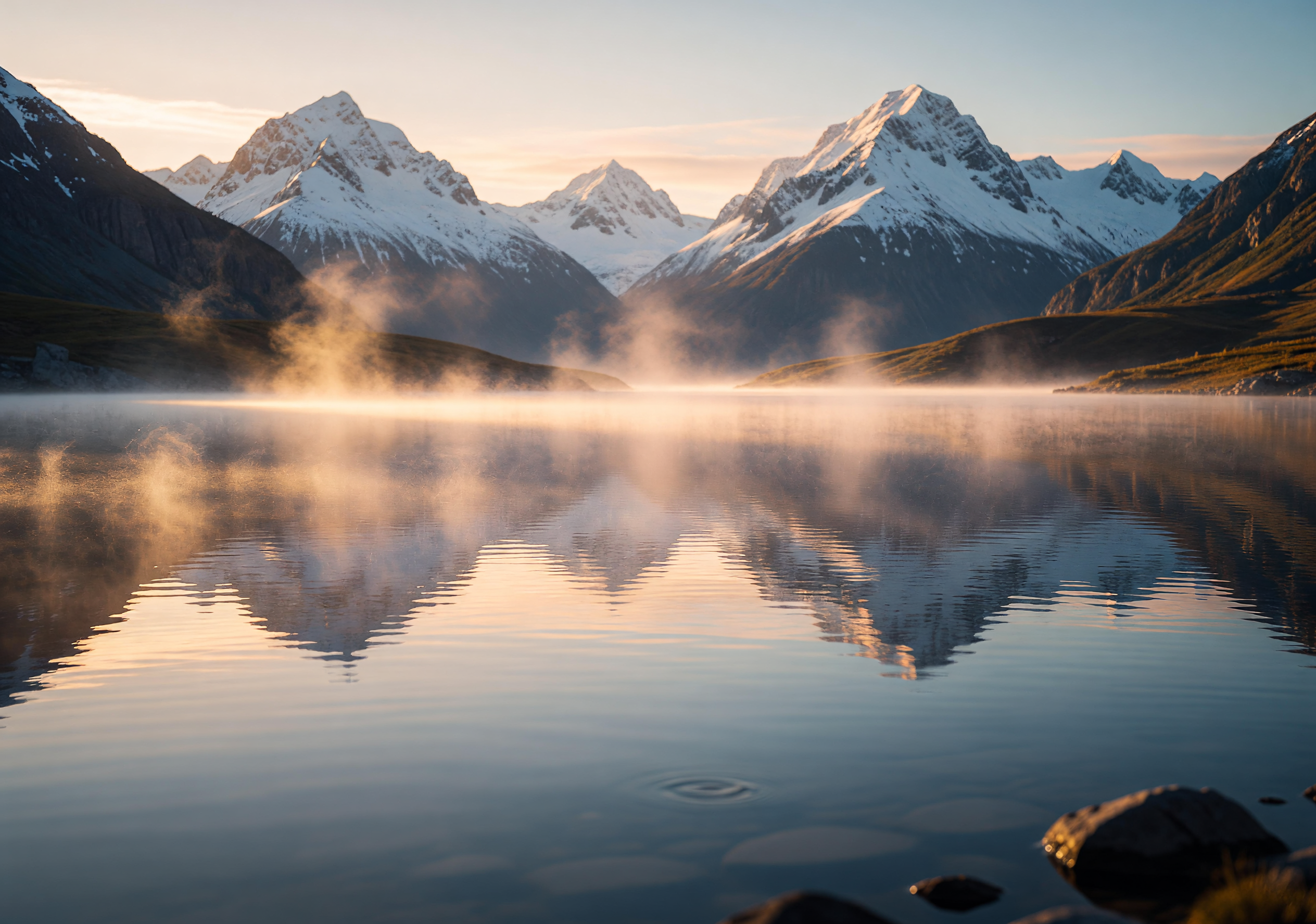 Golden Dawn Serenity on a Mountain Lake