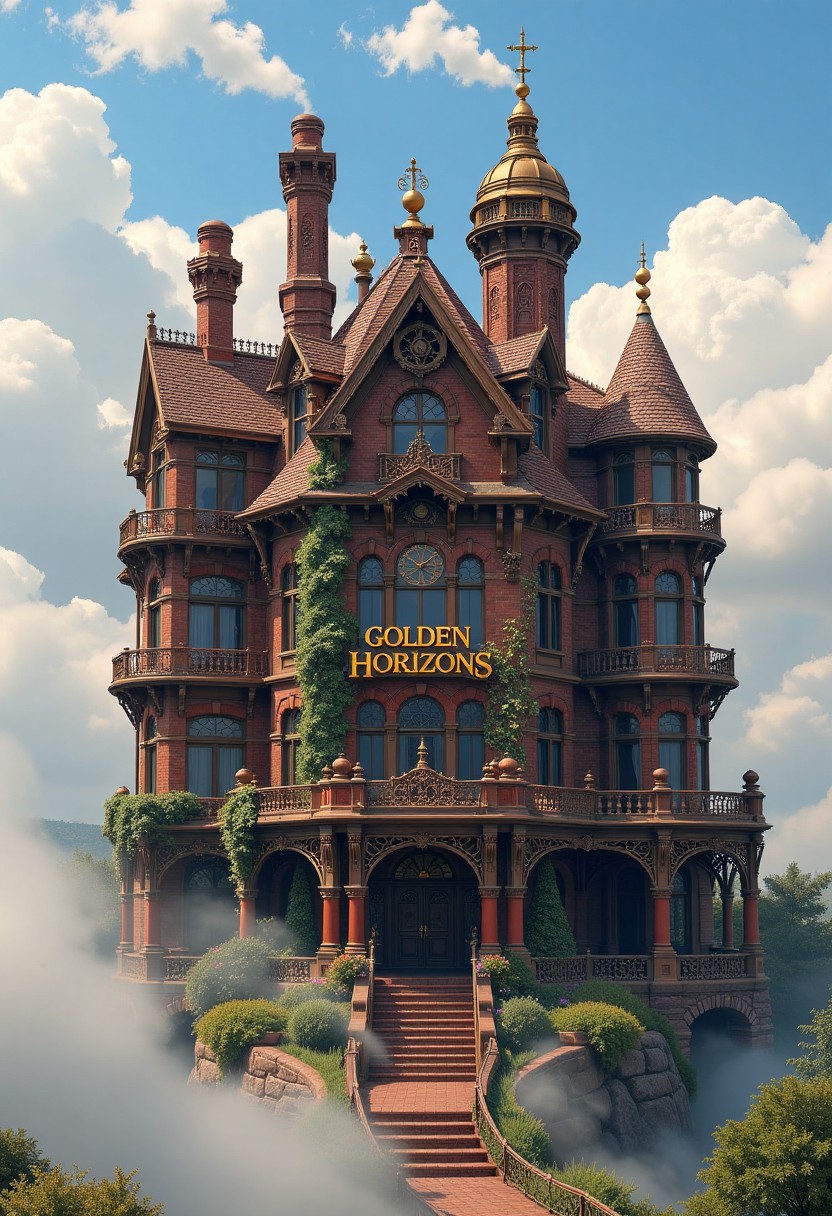 Golden Horizons Victorian Mansion Above the Clouds