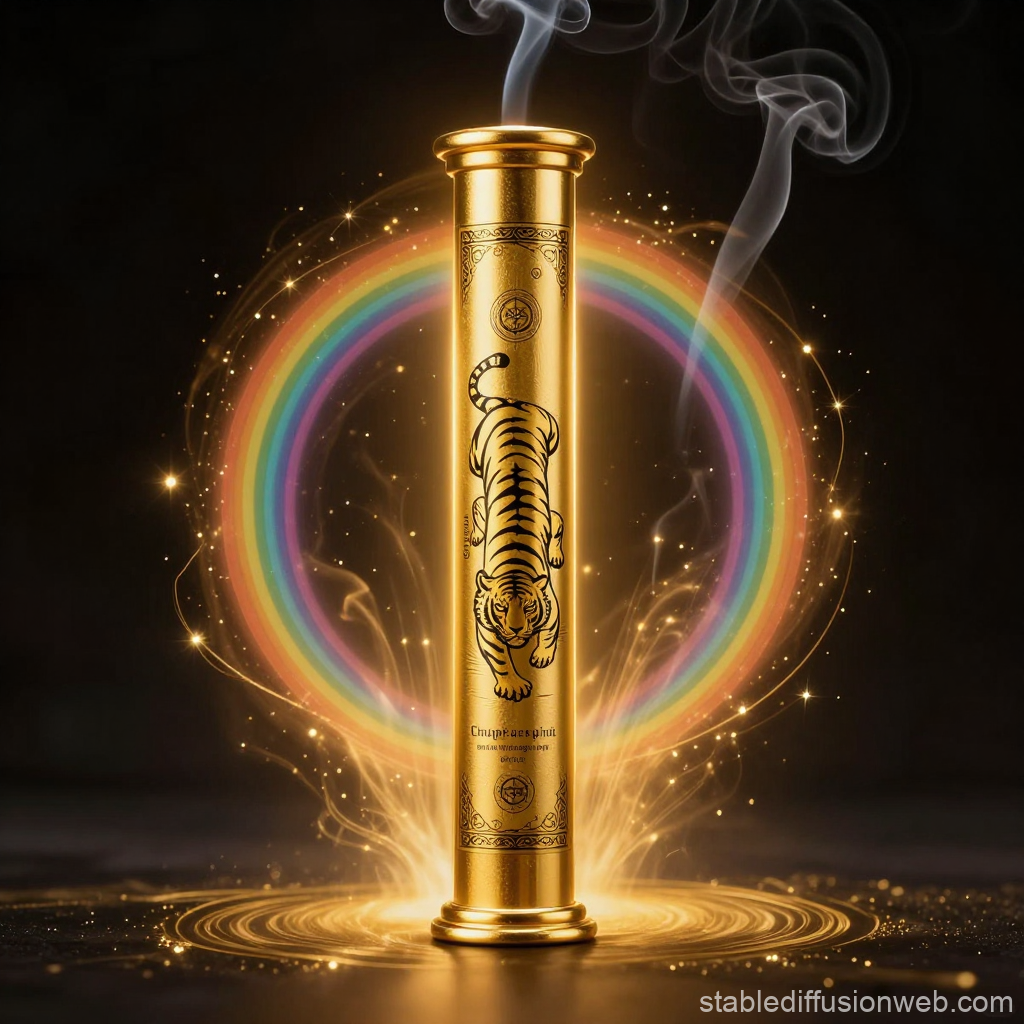 Golden Tiger Incense with Magical Rainbow Aura