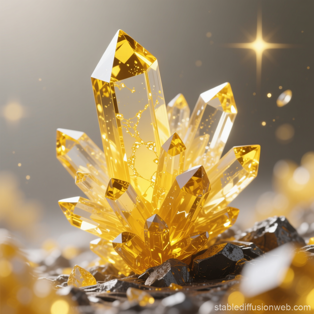 Golden Yellow Crystal Cluster Macro