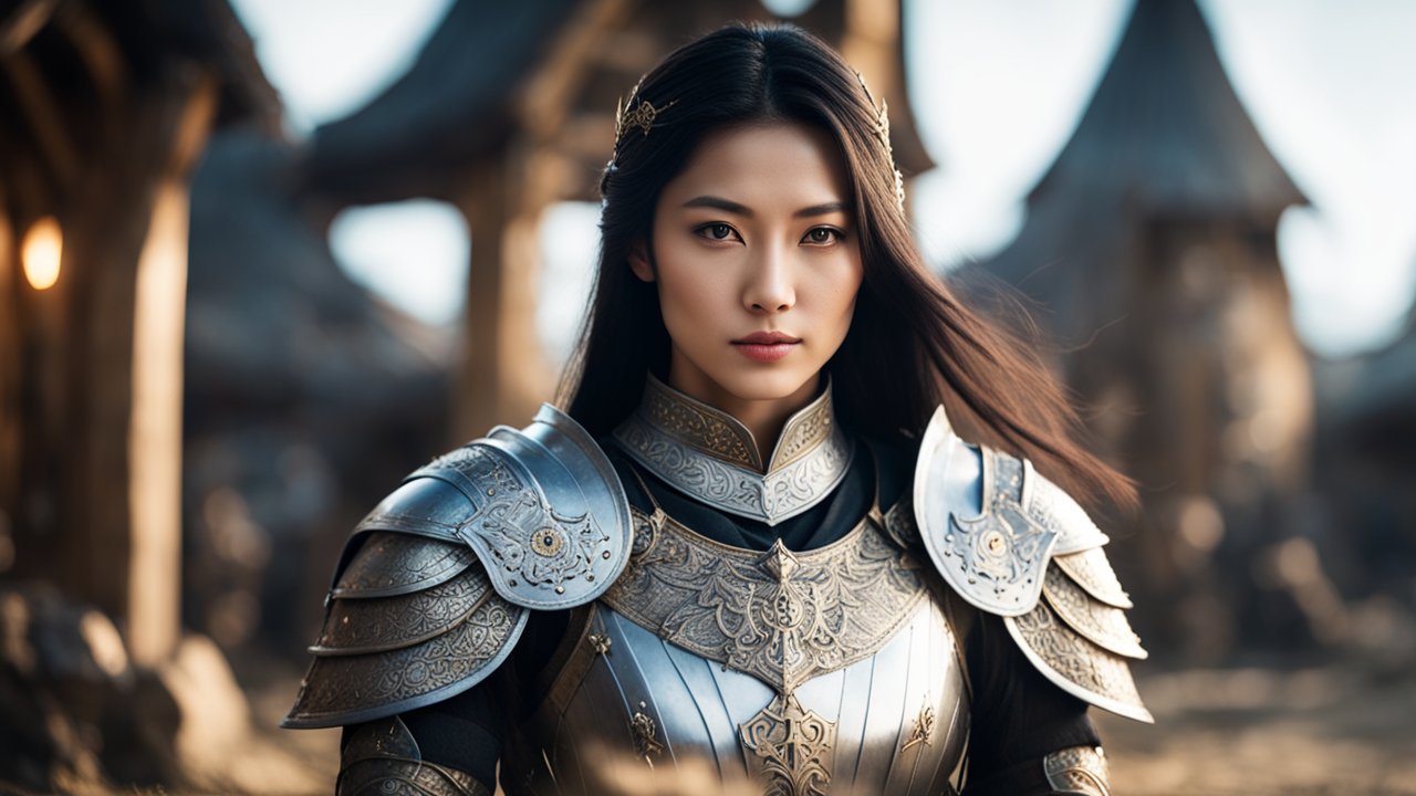 Gorgeous Female Warrior in Ornate Armor