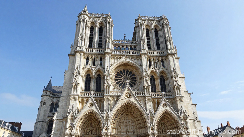 Gothic Cathedral Facade Under Clear Blue Sky