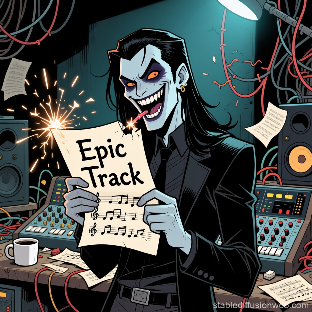 Gothic Character Ignites Epic Track in Music Studio