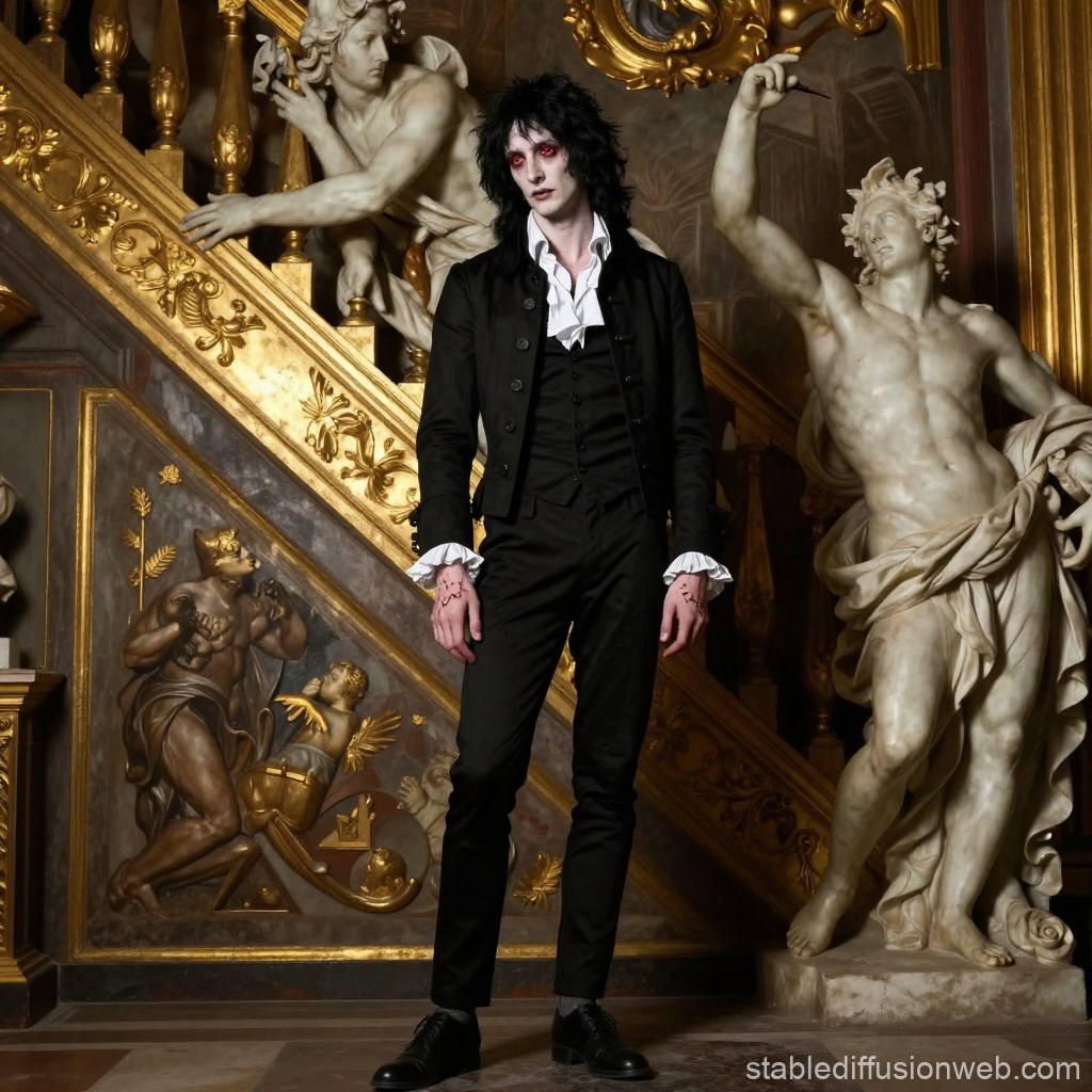 Gothic Figure in Ornate Baroque Interior