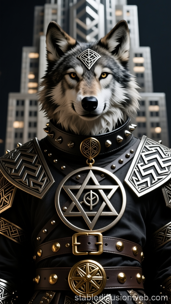 Gothic Werewolf Warrior with Mystical Symbols