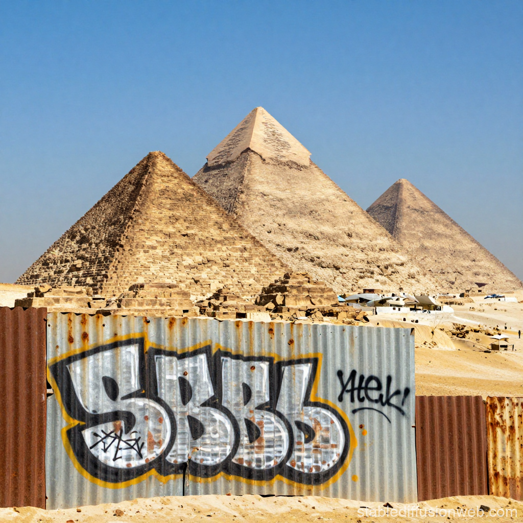 Graffiti Art in Front of the Giza Pyramids