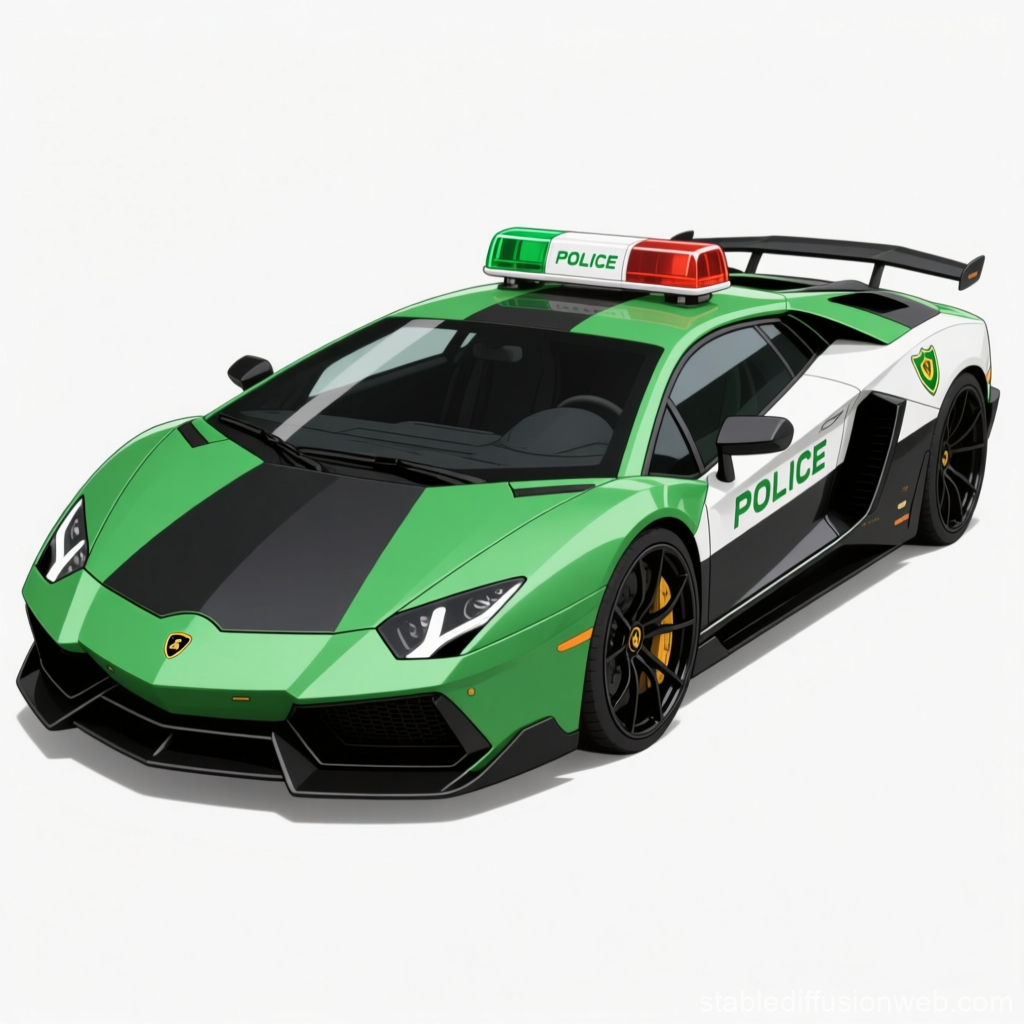Green and Black Lamborghini Police Car Illustration