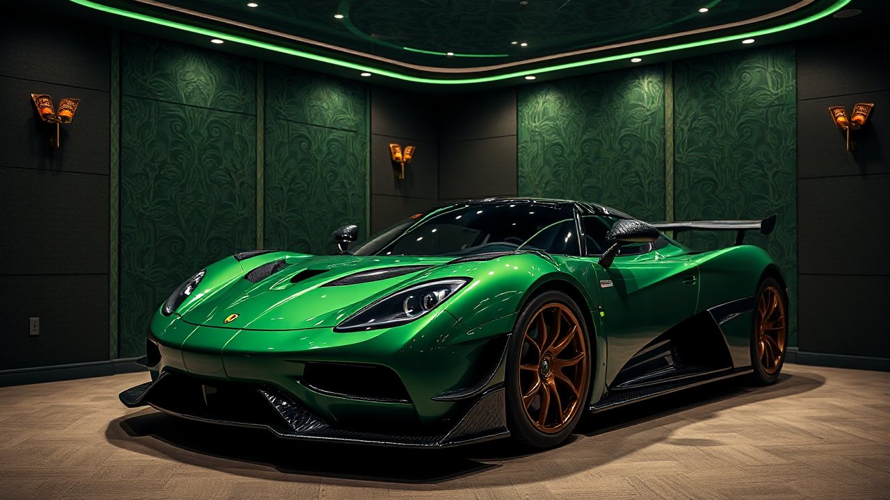 Green Koenigsegg Jesko in Luxurious VIP Room