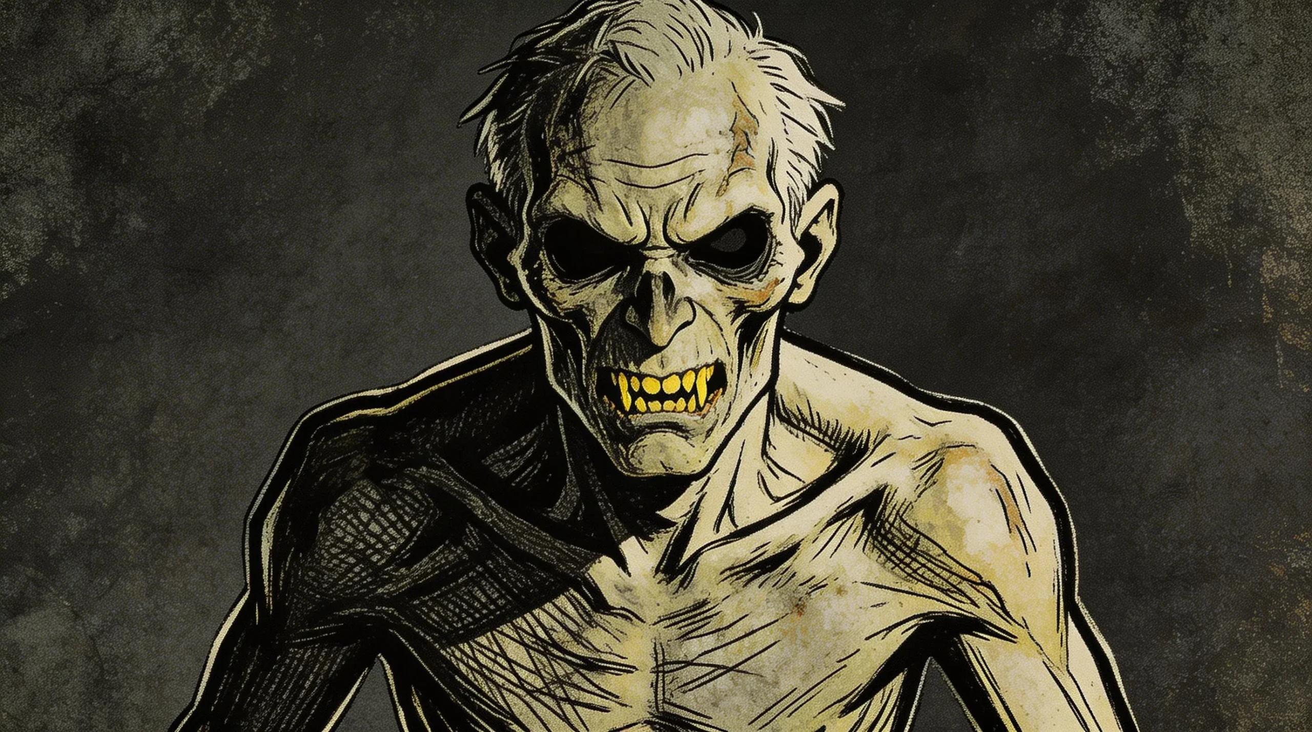 Grim Zombie Punk Horror Illustration