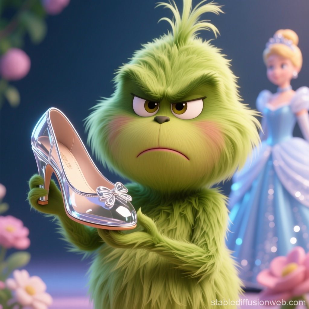 Grinch Holding Cinderella's Glass Slipper