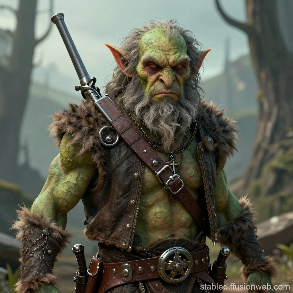 Grizzled Goblin Gunslinger in Detailed Leather Armor