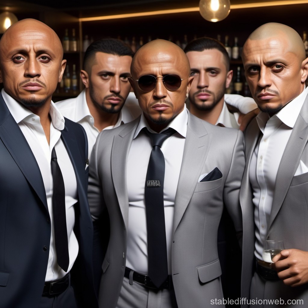 Group of Stylish Men in Suits at a Bar