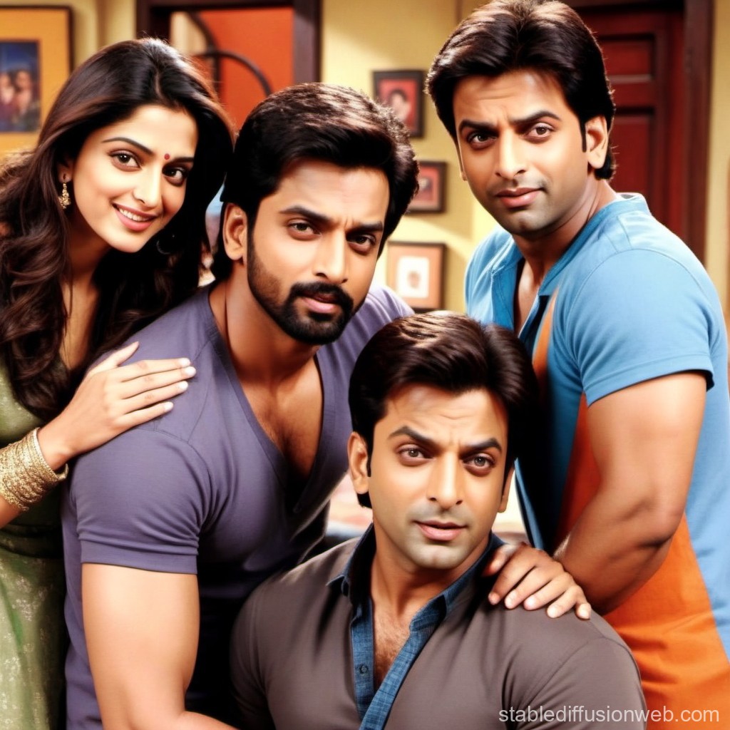 Group Portrait of Four South Asian Adults in Casual Setting