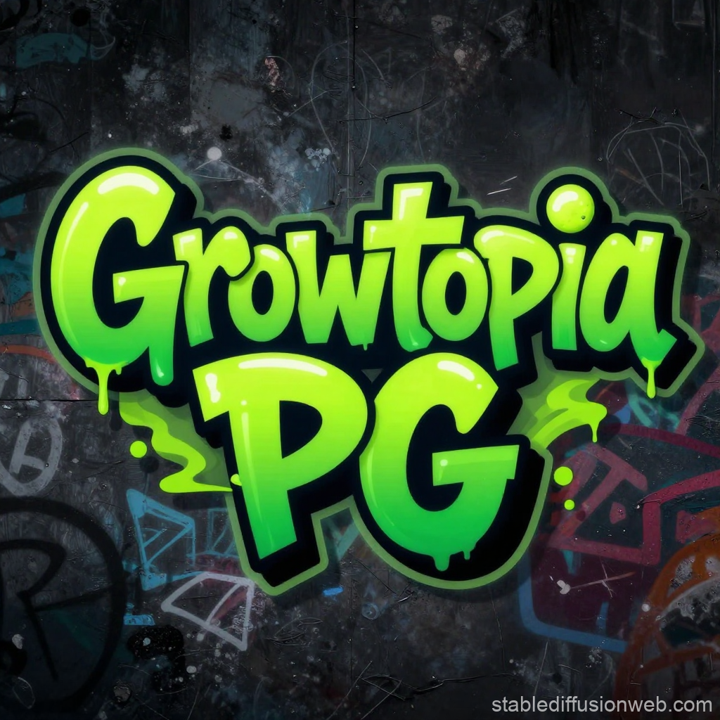 Growtopia PG Graffiti Logo in Neon Green