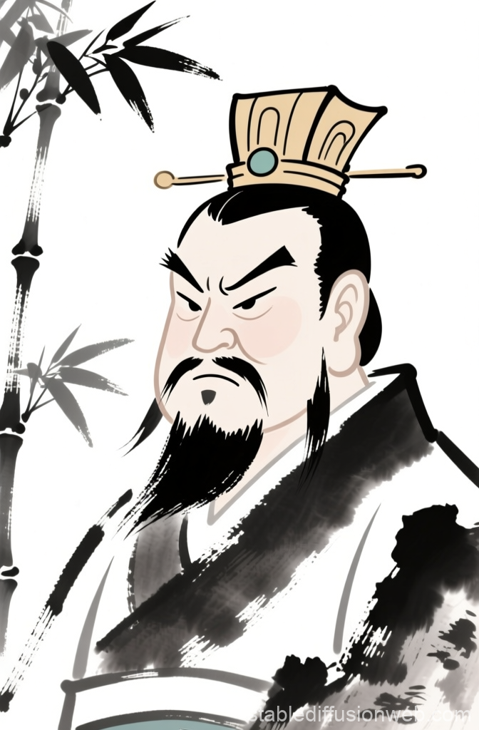Grumpy Ancient Chinese King Portrait