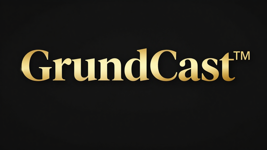 GrundCast Elegant Gold Logo on Black Background