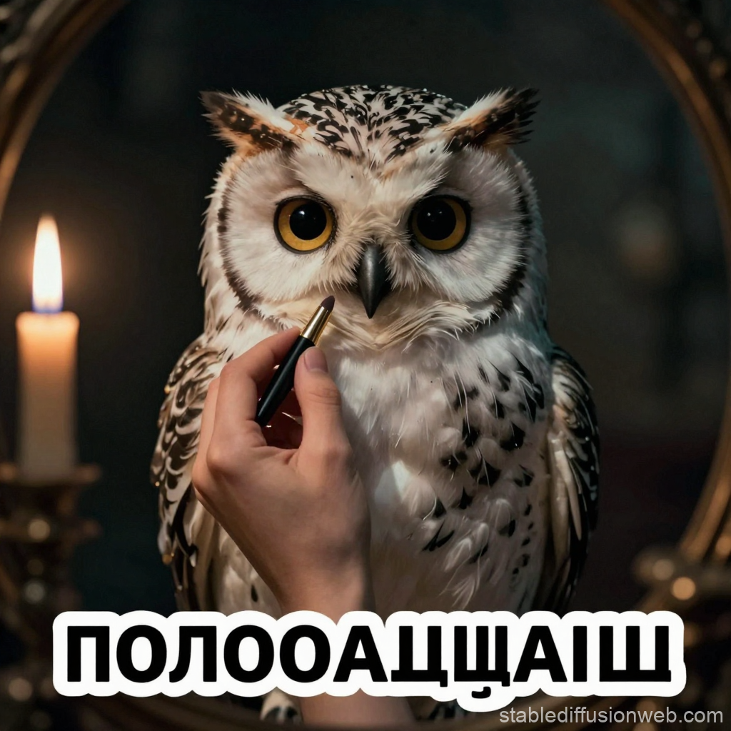 Hand Applying Makeup to a Realistic Owl by Candlelight