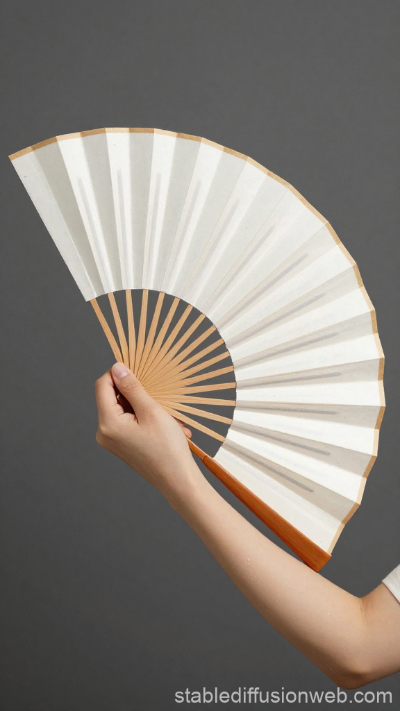 Hand Holding a Traditional White Folding Fan