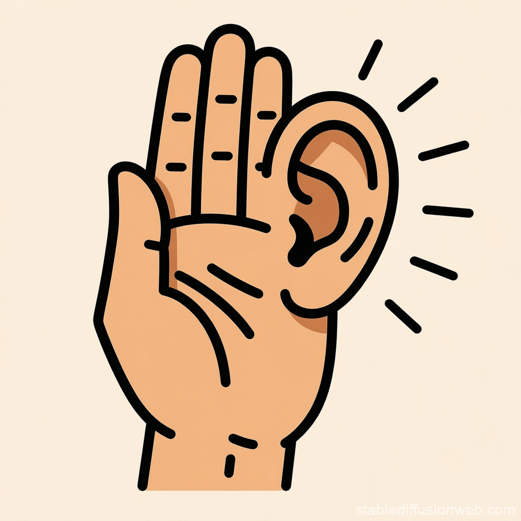 Hand Holding an Ear Listening Illustration
