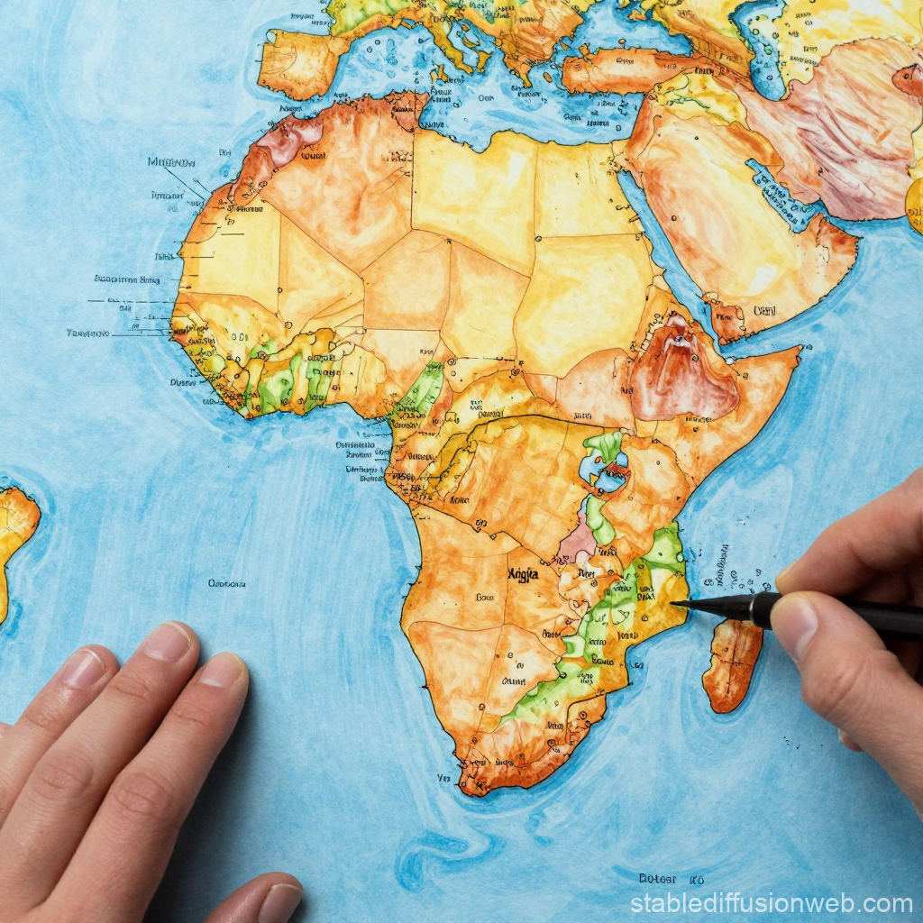 Hand-Painted Historical Map of Africa