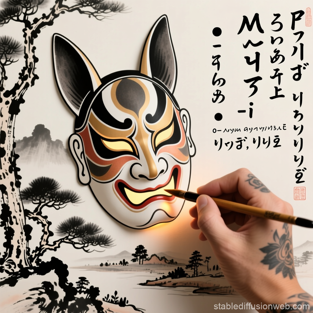 Hand Painting a Traditional Japanese Kitsune Mask