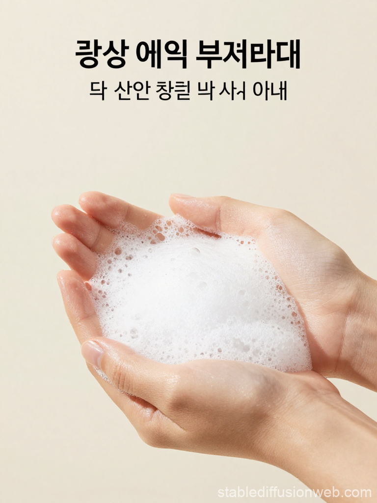 Hands Holding Rich Shampoo Bubbles