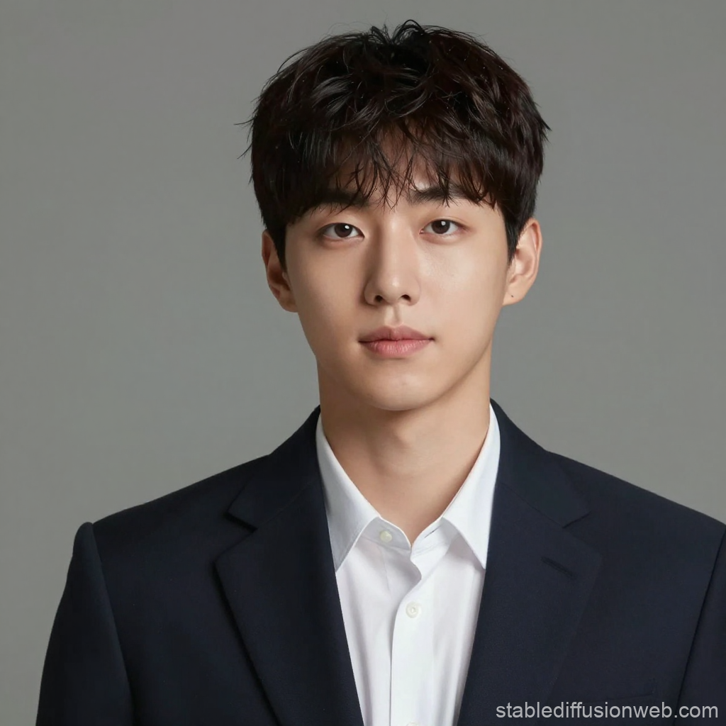 Handsome Korean Man in Formal Suit Portrait