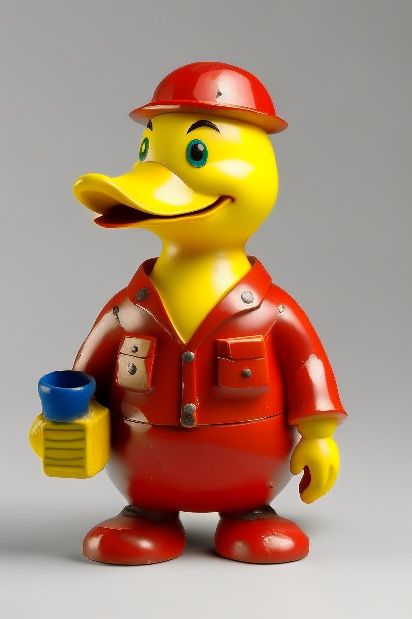 Handyman Duck Figurine in Red Outfit