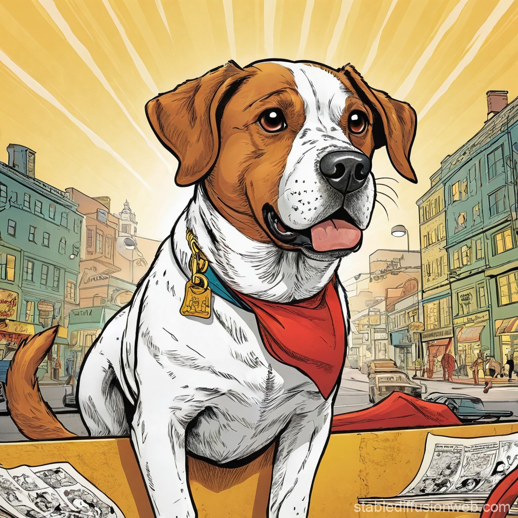 Happy Dog in Urban Comic Style