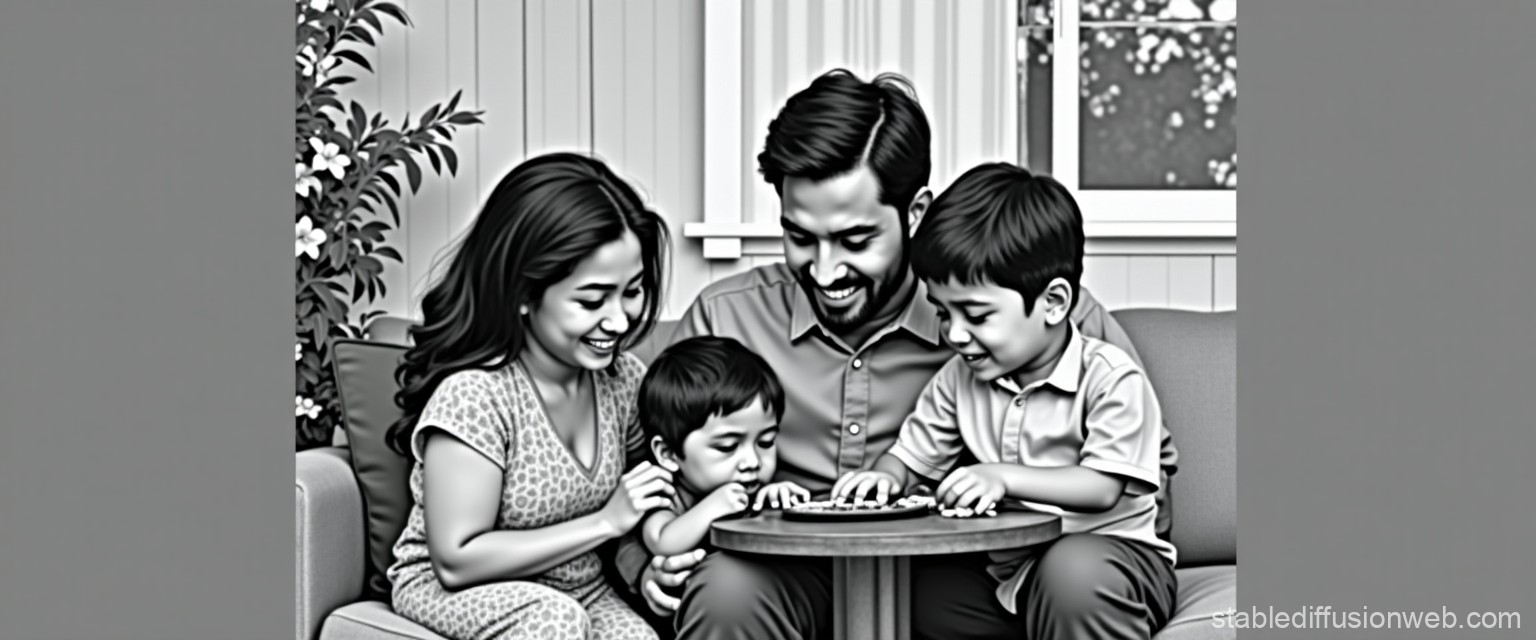 Happy Family Enjoying Time Together at Home