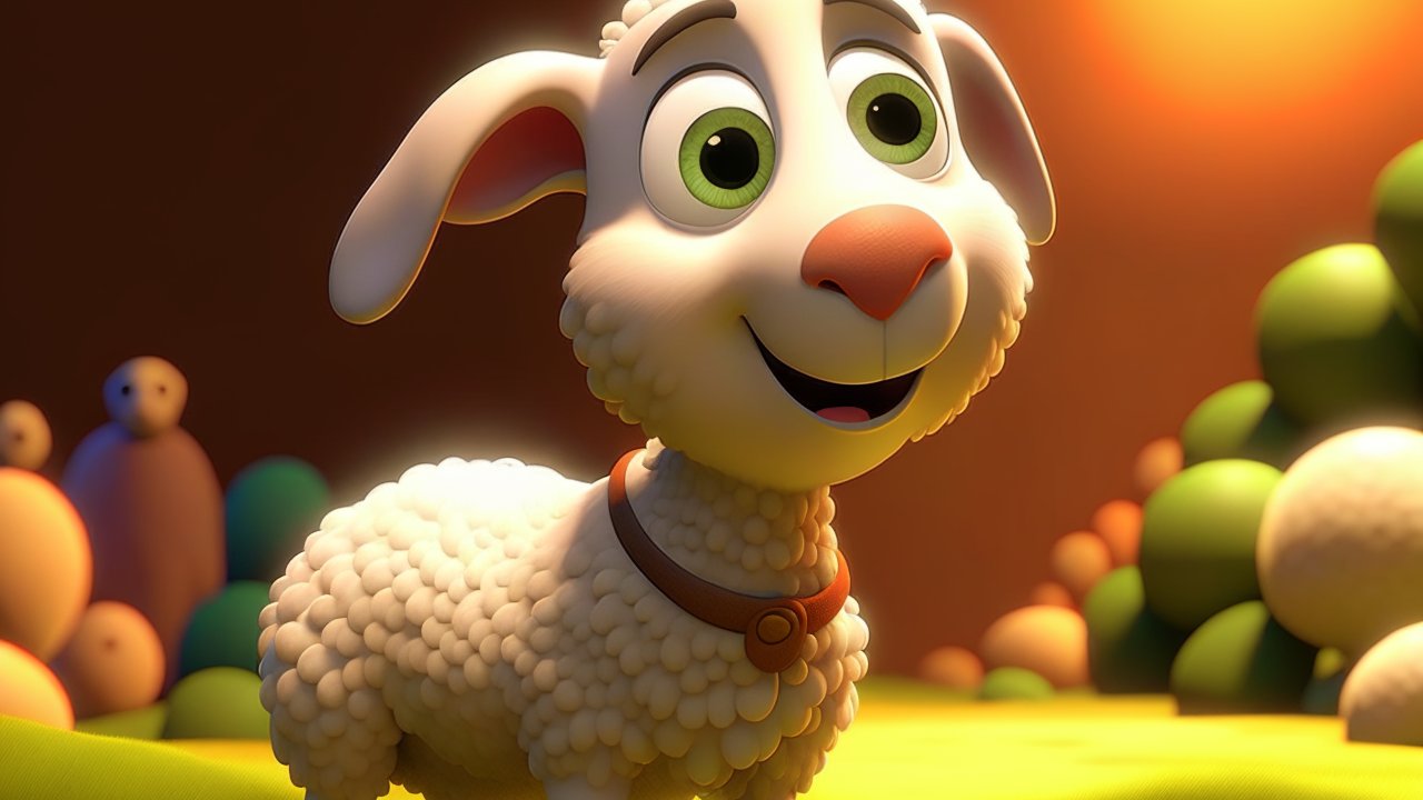 Happy Pixar-Style 3D Lamb Character