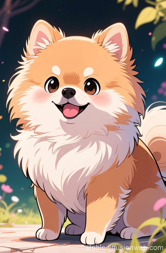 Happy Pomeranian in Cute Manga Style