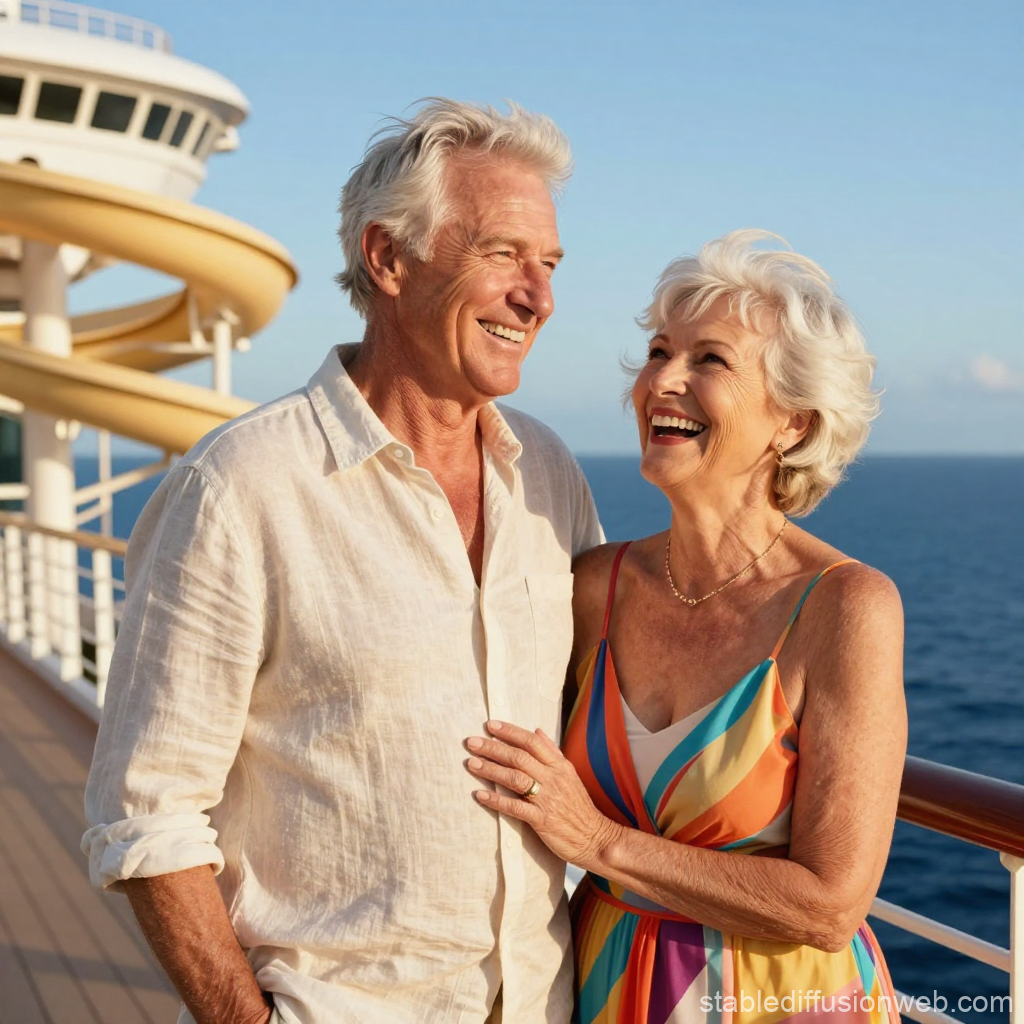 Happy Senior Couple Enjoying Cruise on a Sunny Day