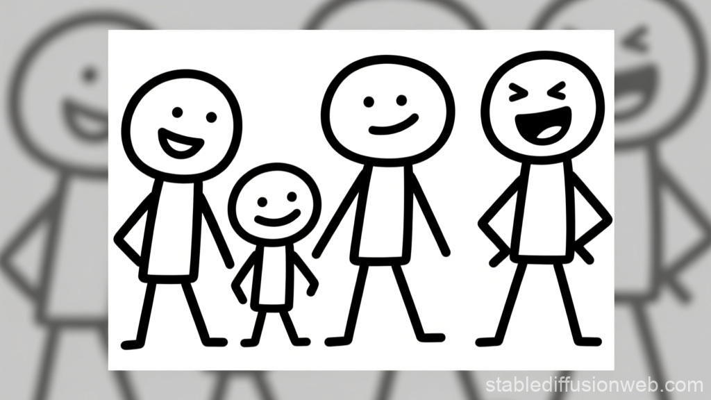 Happy Stickman Family Meme Illustration