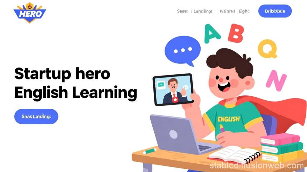 Happy Student Learning English Online with Startup Hero